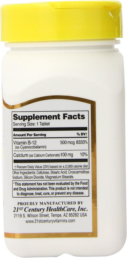 21st Century B-12 500 mcg Tablets, 110 Tablets (Pack of 3)