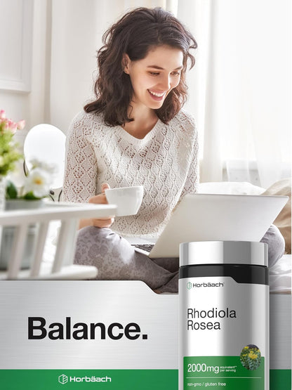 Horbäach Rhodiola Rosea Capsules | 180 Capsules | Non-GMO, Gluten-Free Supplement