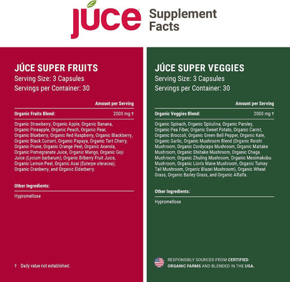 Juce Original Formula - Organic Super Fruit & Vegetables Supplement - 180 Capsules