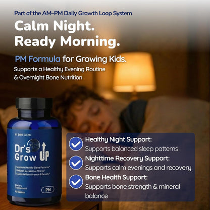 BONE SCIENCE Dr’s Grow UP AM & PM Bone and Growth for Kids and Teens, Day and Night System