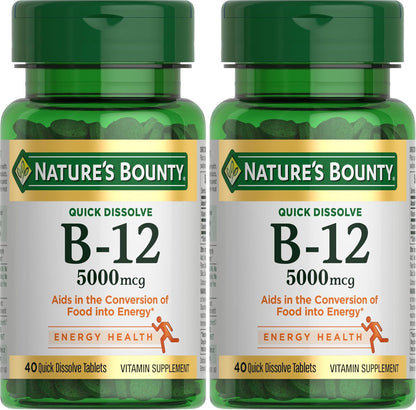 Nature's Bounty Vitamin B12 500 mcg Quick Dissolve Tablets, 300 Tablets (Pack of 3)