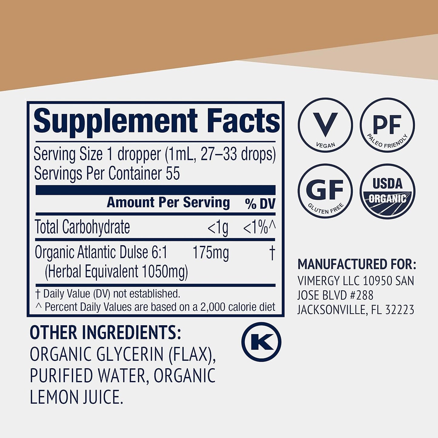 Vimergy USDA Organic Atlantic Dulse Liquid – Antioxidant Support – Supports Free Radical Protection – Vegan, Gluten-Free – 55 Servings (55 mL) - görsel 4