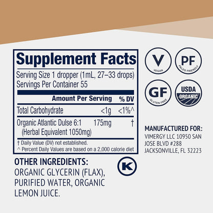 Vimergy USDA Organic Atlantic Dulse Liquid – Antioxidant Support – Supports Free Radical Protection – Vegan, Gluten-Free – 55 Servings (55 mL)