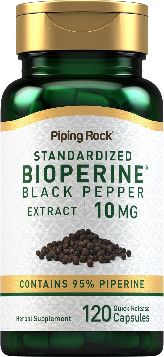 Piping Rock Bioperine Supplement 10mg | 120 Capsules | Black Pepper Extract | 95% Piperine | Gluten-free, Non-GM - görsel 1