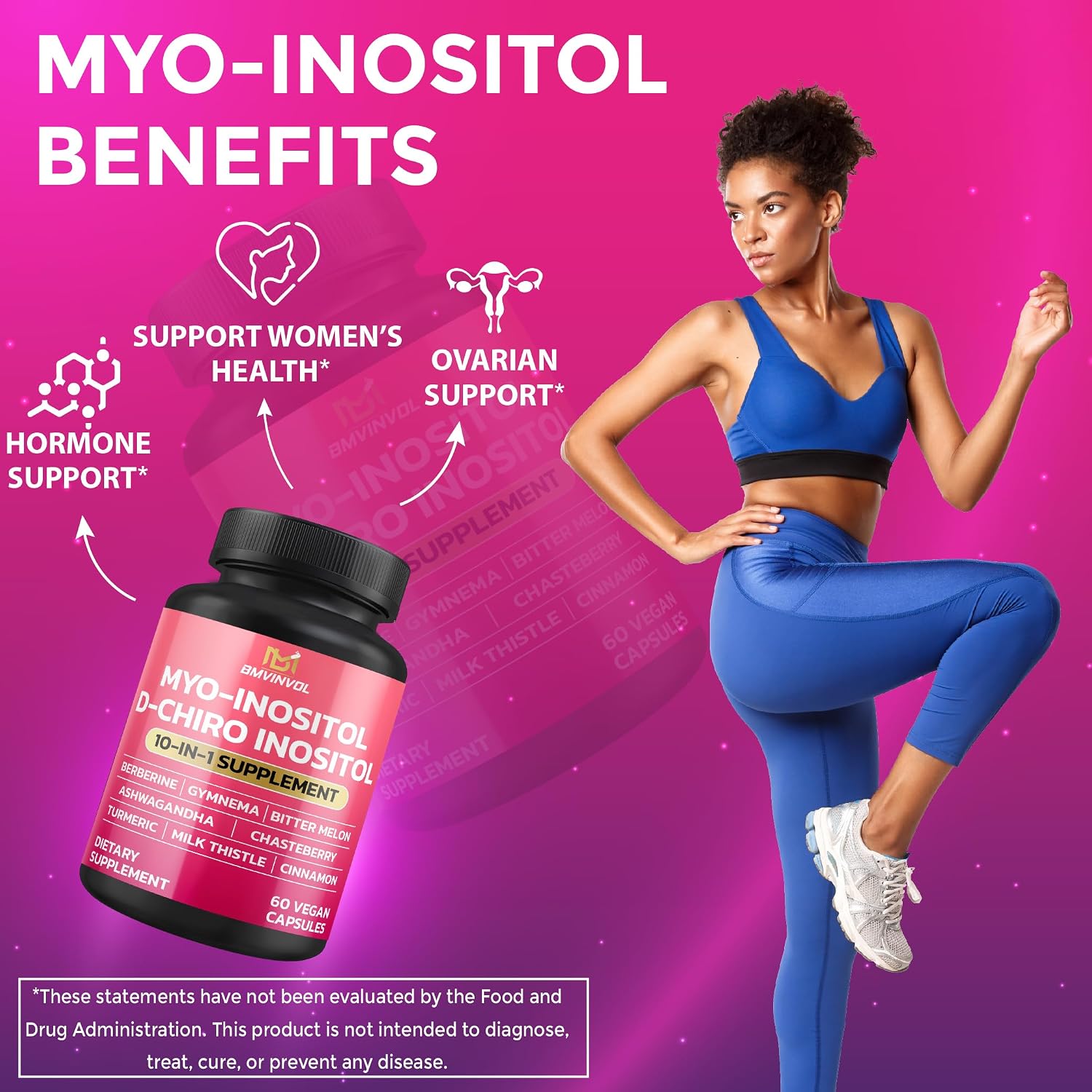 BMVINVOL Inositol Supplement 40:1 Ratio - Berberine, Ashwagandha, 60 Capsules - görsel 4