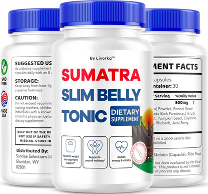 Sumatra Slim Belly Tonic - Sumatra Slim Belly Capsules, Sumatra Slim Belly Tonic Dietary Supplement Support Pills - All Natural, Sumatraslim Advanced Formula Reviews, 60 Capsules for 1 Month