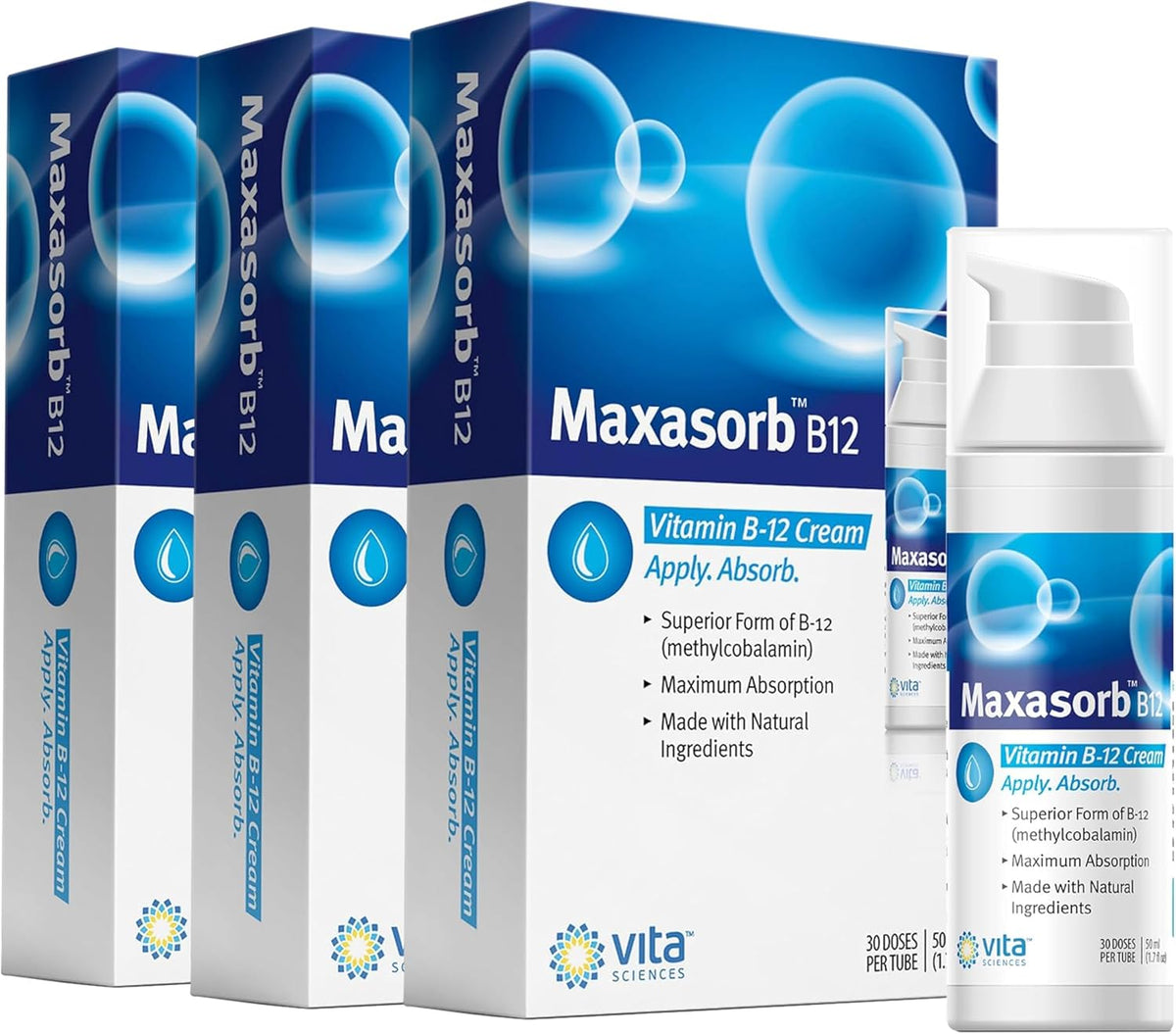Vita Sciences Maxasorb B12 Vitamin B-12 Cream 1000 mcg – Topical Methylcobalamin for Energy and Skin Health (Pack of 6) - görsel 10