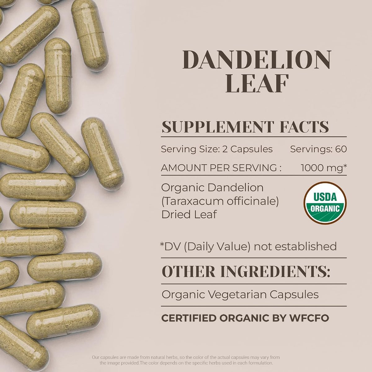 Dandelion Leaf Certified Organic 120 Capsules – High-Potency Digestive Support - görsel 3