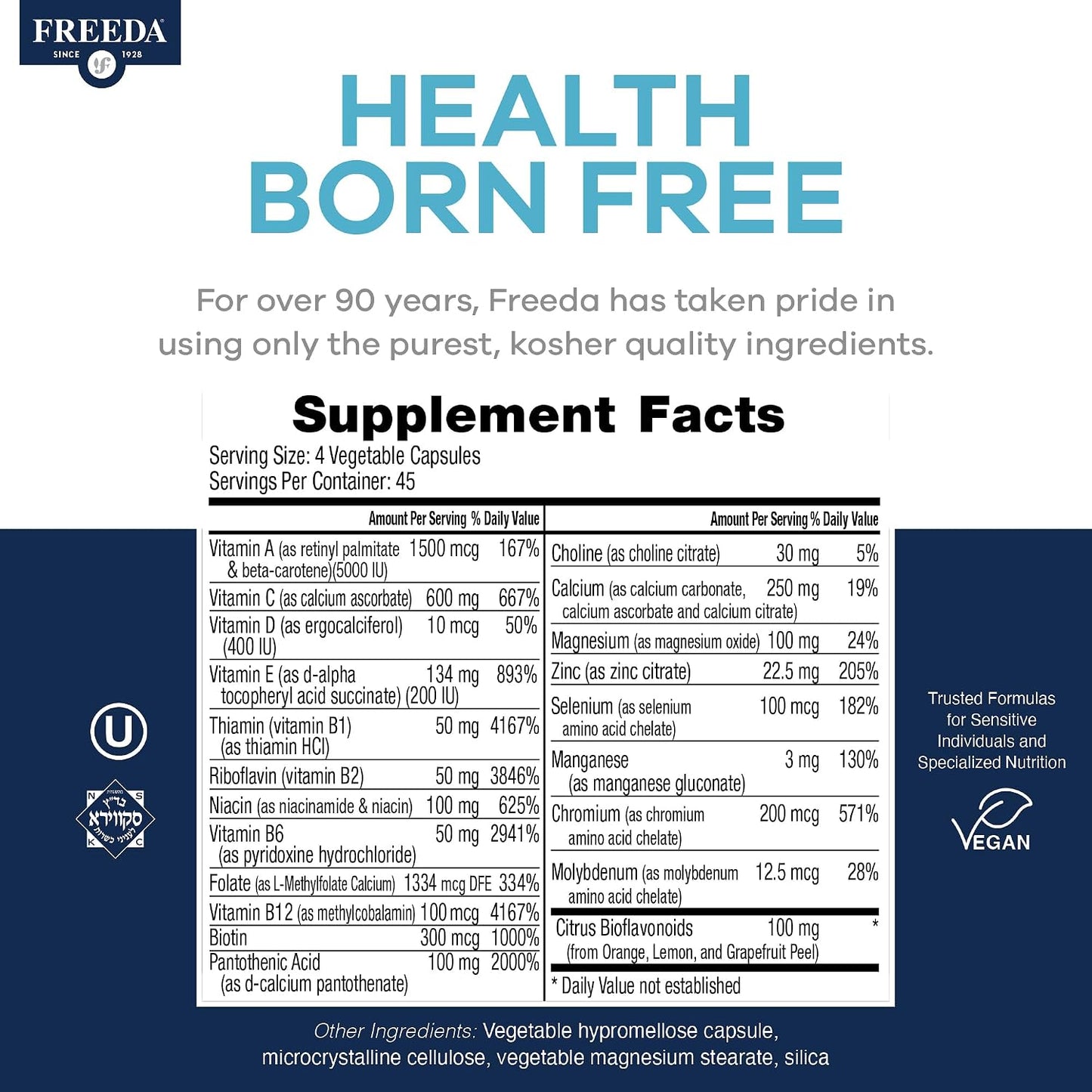 FREEDA SCD Multivitamin – Daily Multivitamin Supplement for Men & Women – SCD Legal – Vegan – 180 Capsules - görsel 3