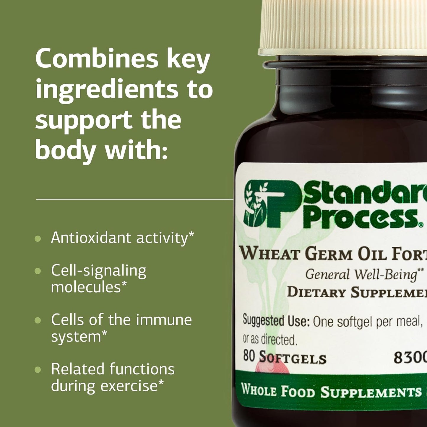 Standard Process Wheat Germ Oil Fortified - Natural Vitamin E Supplement for Immune Health, 80 Softgels - görsel 4