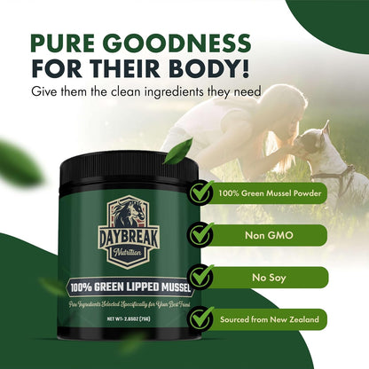 Pure Green Lipped Mussel Powder for Dogs and Cats - 100% New Zealand Green Lipped Mussels - Joint Support Supplement - 150 Grams