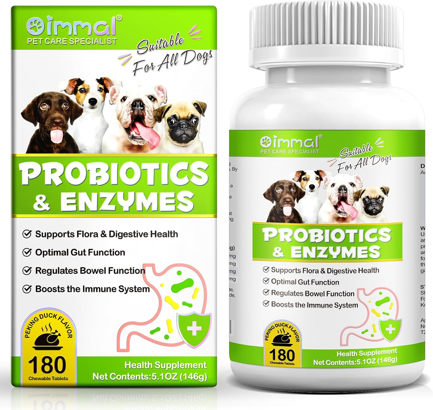 Probiotics for Dogs, 180 Chews Dog Probiotics and Digestive Enzymes, Promotes Digestive Health, Digestive Regularity, Immune Health, Tan - görsel 1