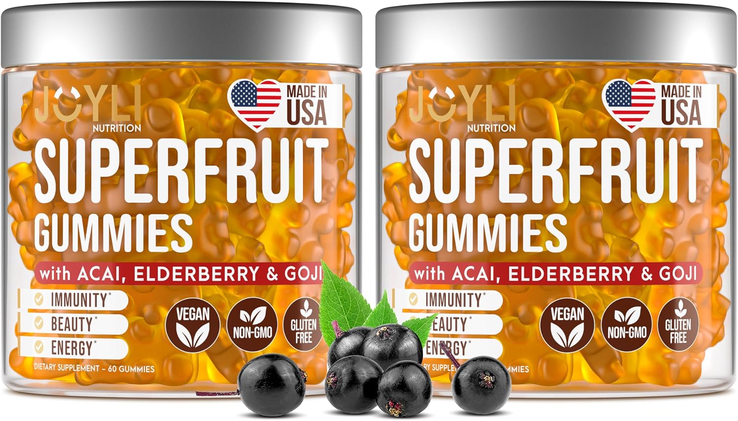 Joyli Superfruit Gummies – Sugar-Free Multivitamin Gummies for Adults with Goji, Elderberry, Vitamins A, C, D & E - görsel 8