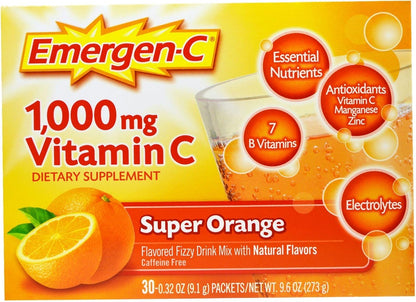 Emergen-C Vitamin C Tangerine Flavoured Drink Mix 30 Packets, 9g each