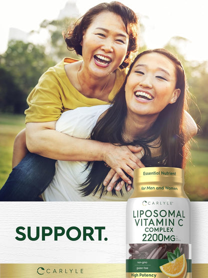 Carlyle Liposomal Vitamin C | 2200mg | 90 Soft gel capsule Capsules | High Potency Complex Supplement | Non-GM, Gluten-free
