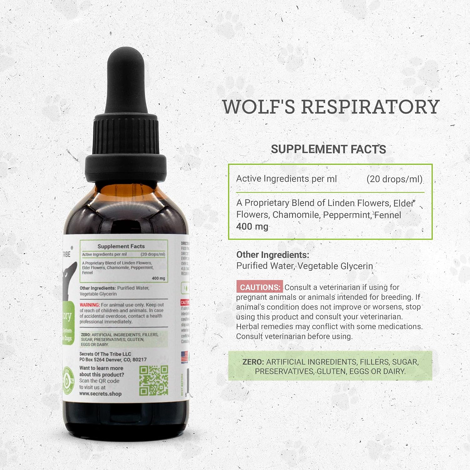 Wolf's Respiratory Natural Herbal Supplement for Dogs - Alcohol-Free Extract with Linden, Elderflower, Chamomile, Peppermint, Fennel 2 oz - görsel 3
