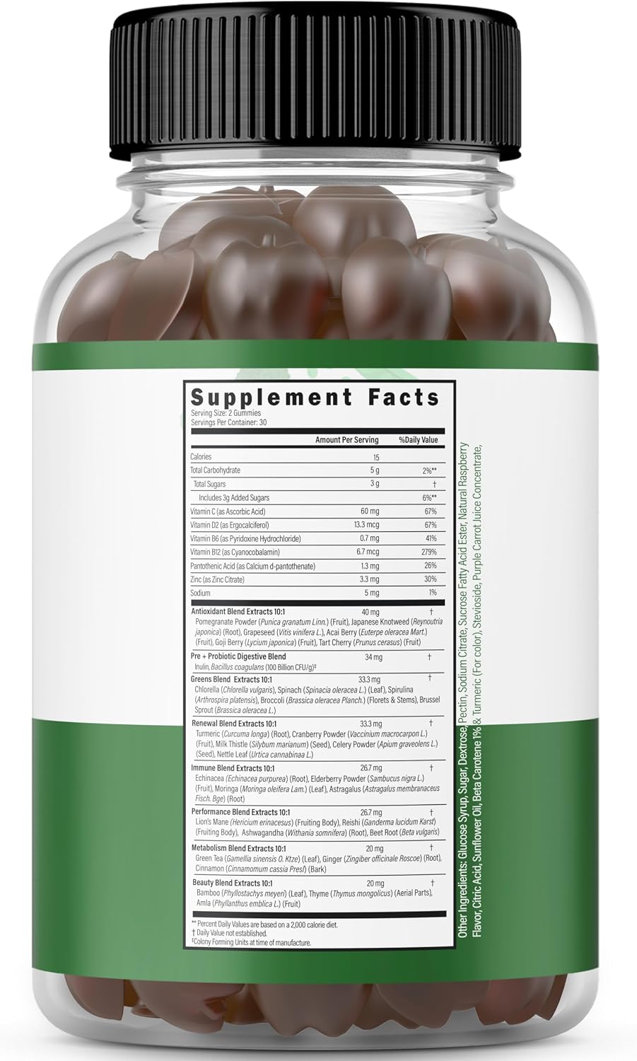 DORADO NUTRITION Supergreens Gummies (60 Count) - Daily Greens Supplement with Raspberry Flavour for Immunity Support - görsel 2