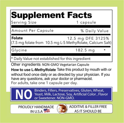 Our Daily Vites L-Methylfolate 7.5 mg – Active 5-MTHF Food Supplement – 90 Capsules