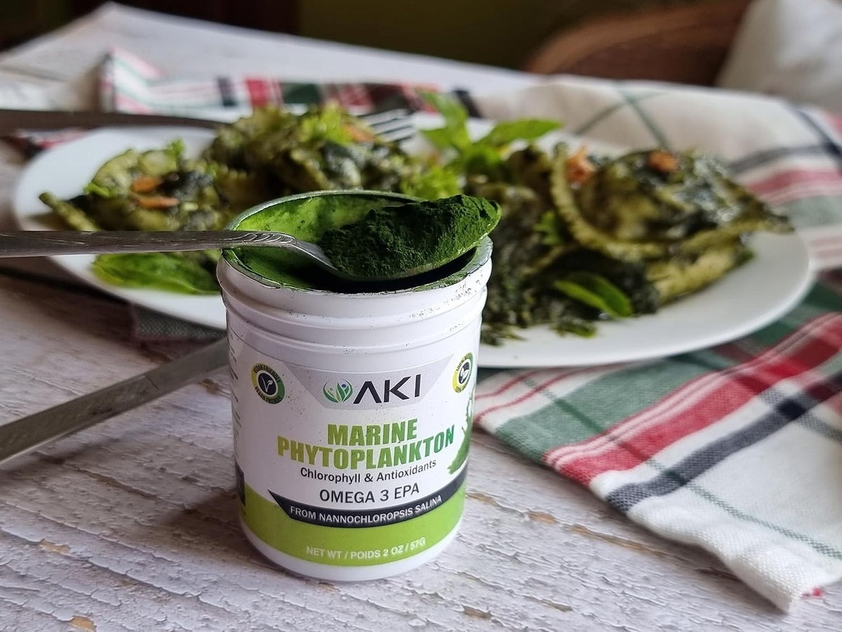 AKI Marine Phytoplankton Powder - Raw Omega-3 EPA from Microalgae, Vegan & Non-GMO (2 oz) - görsel 8