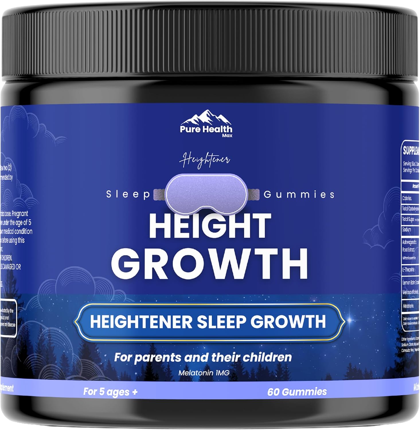 Heightener Height Growth Sleep Gummies - Vitamins to Support Height Potential, Natural Height Support Supplement for Kids and Adults | Calcium & Melatonin Multivitamin - 60 Gummies - görsel 1