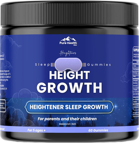 Heightener Height Growth Sleep Gummies - Vitamins to Support Height Potential, Natural Height Support Supplement for Kids and Adults | Calcium & Melatonin Multivitamin - 60 Gummies