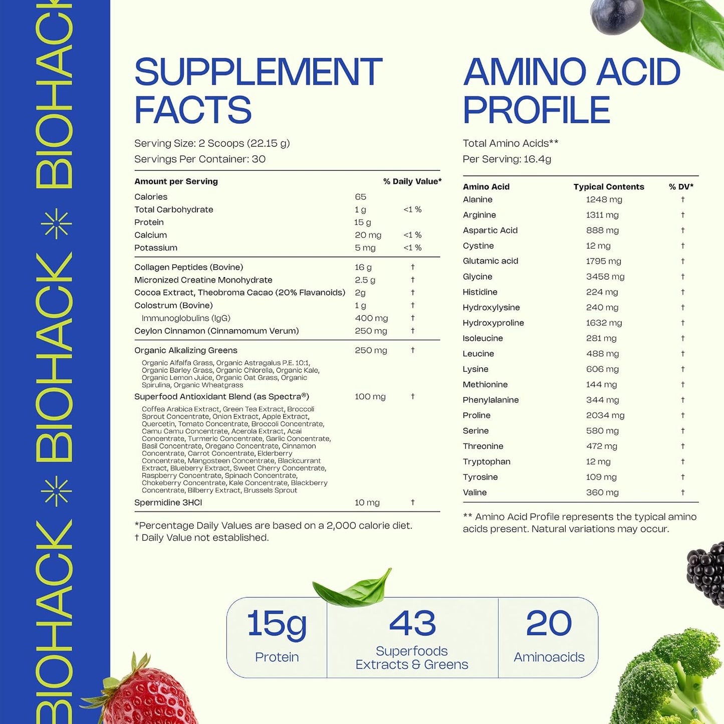 LevelUp Biohack Ageless: Colostrum Collagen Superfoods Antioxidants Spermidine Amino Acids Creatine for Women and Men, Total Body Rejuvenation (Dark Chocolate Cinnamon) - görsel 2