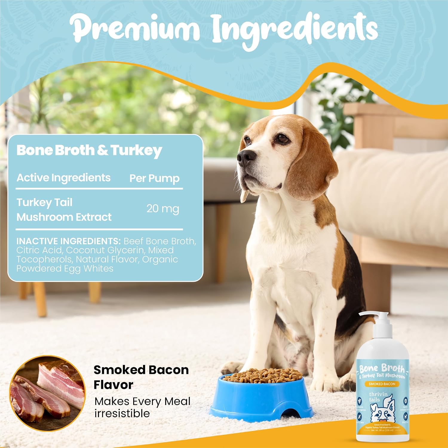 Organic Turkey Tail Mushroom & Liquid Bone Broth Dog Food Topper - görsel 5