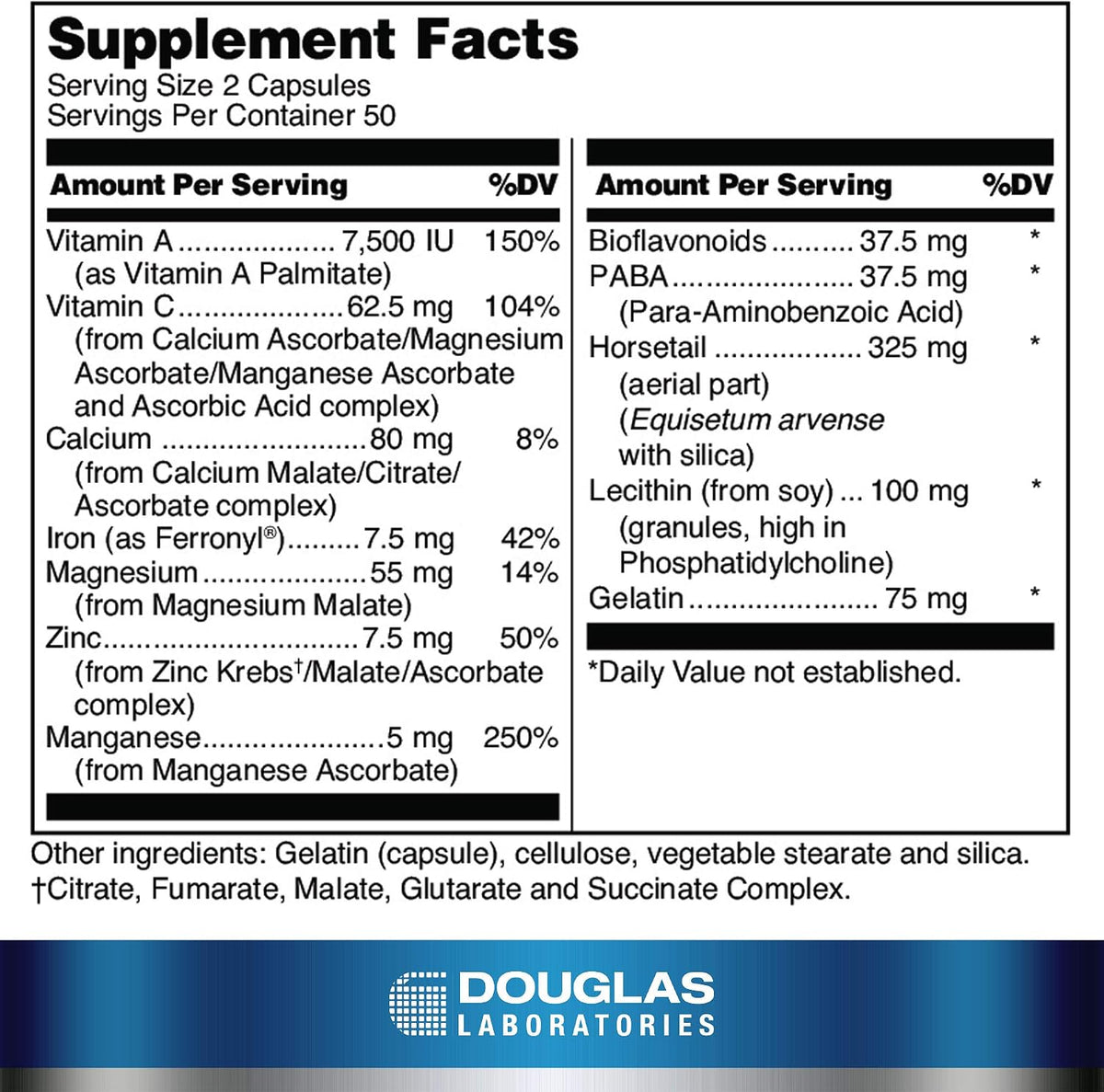 Douglas Laboratories Hair, Skin & Nail Plus - 100 Capsules - görsel 2