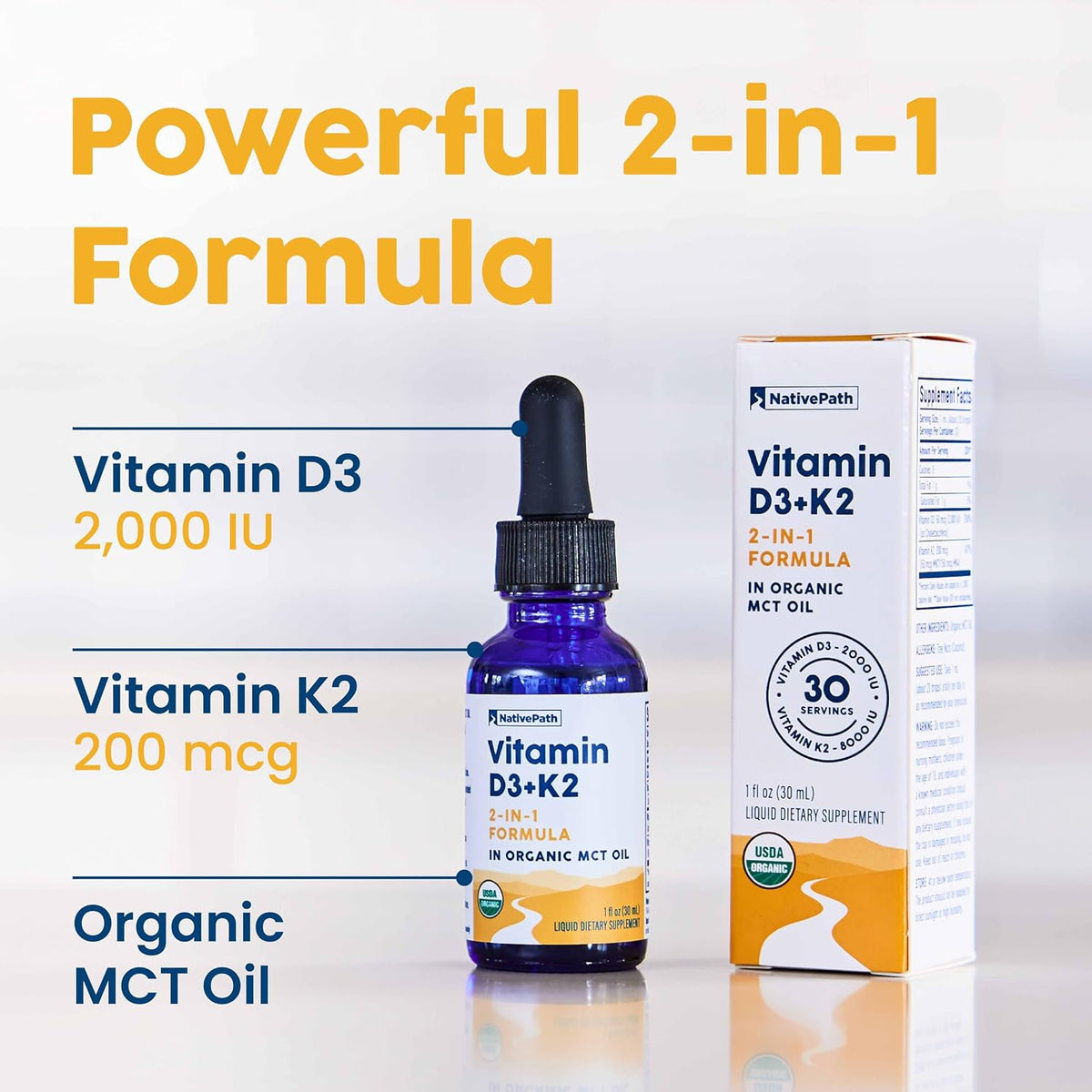 NativePath D3K2 Tincture – Vitamin D3 and K2 with Organic MCT Oil, 30 ml (30 Servings) - görsel 5