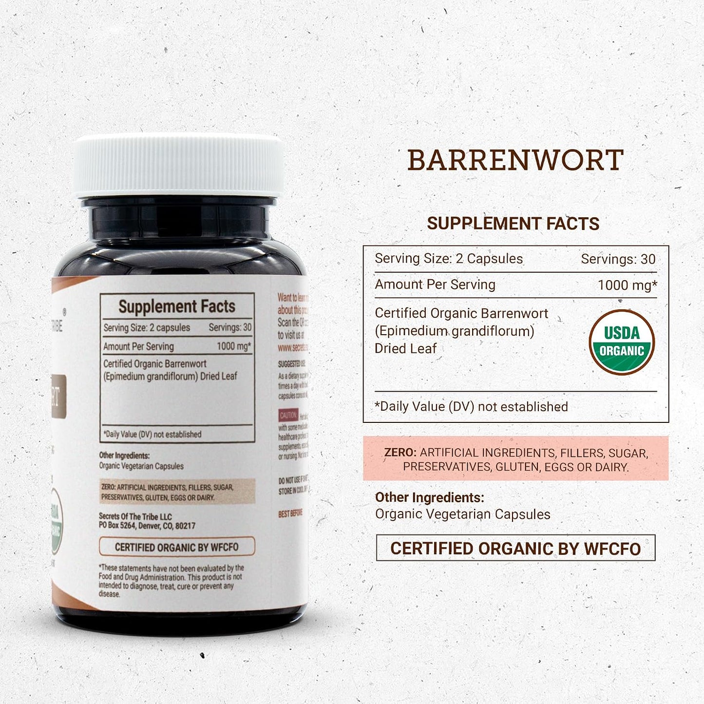Secrets of the Tribe Barrenwort USDA Organic 60 Capsules - görsel 4