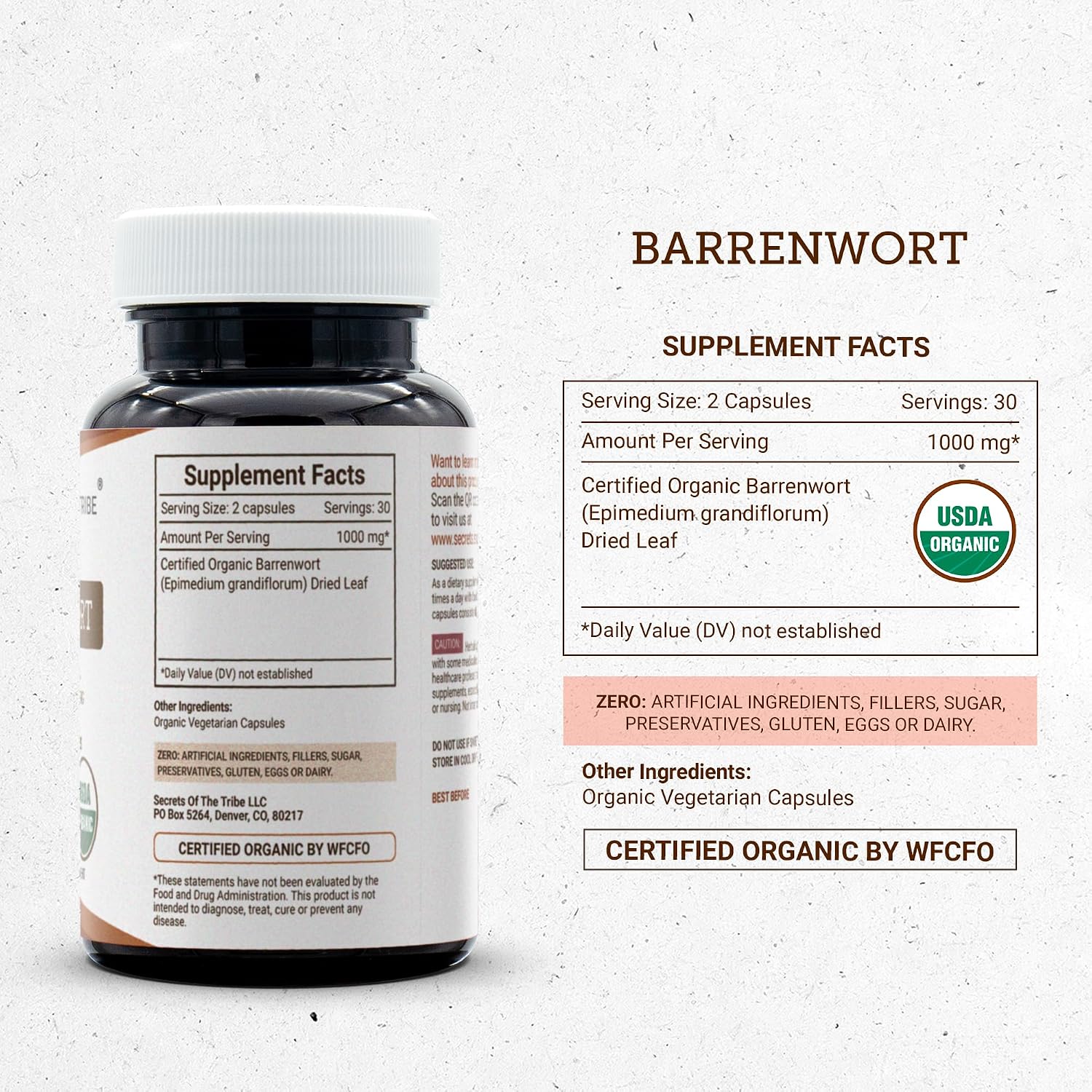 Secrets of the Tribe Barrenwort USDA Organic 60 Capsules - görsel 4