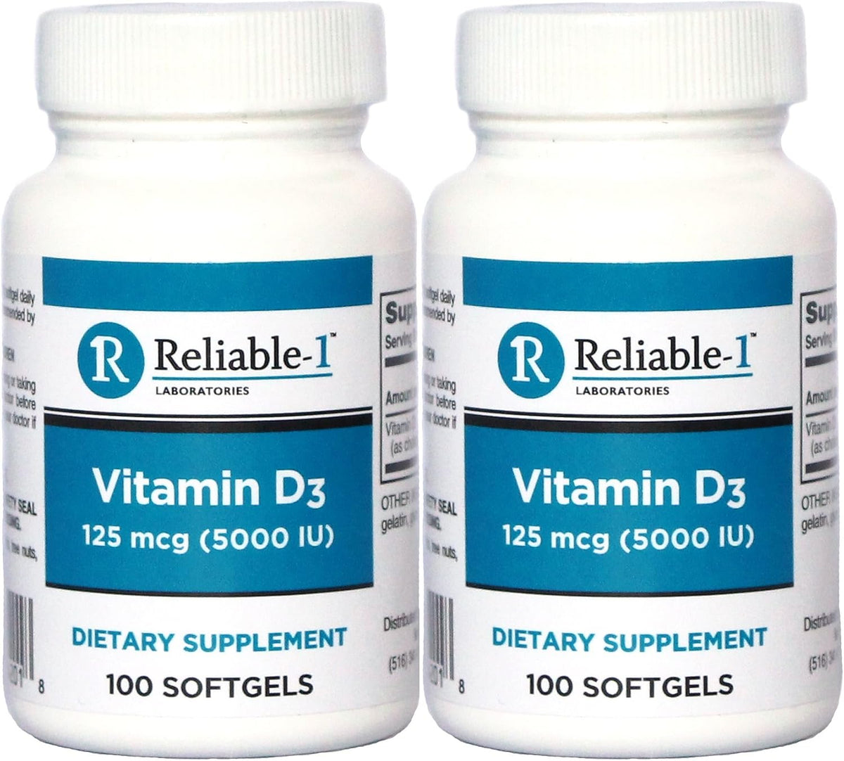 Vitamin D3 High Potency 5,000 IU, 100 Softgels - Pack of 2 - görsel 1