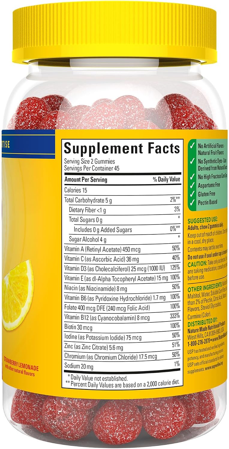 Nature Made Zero Sugar Multivitamin Gummies, 90 Gummies - görsel 9