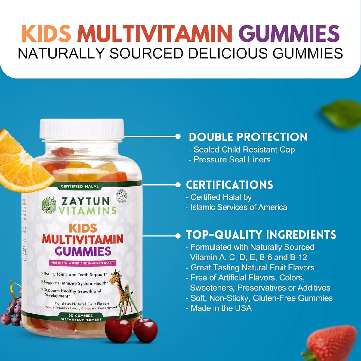 Zaytun Kids Multivitamin Gummies – Halal, Vegetarian, Natural Fruit Flavours - görsel 4
