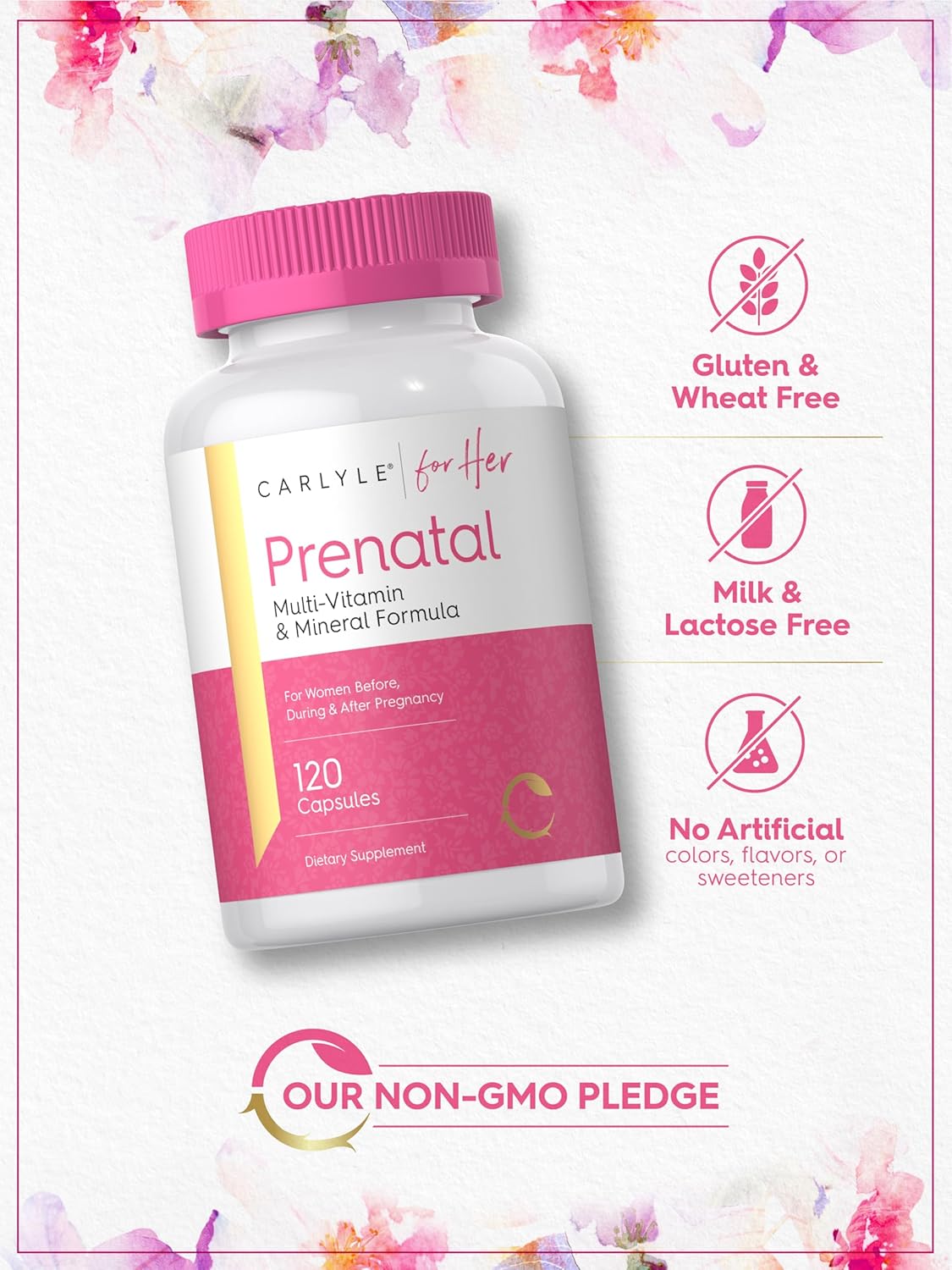 Carlyle Prenatal Vitamins for Women – Multivitamin & Mineral with Folic Acid, 120 Capsules - görsel 5