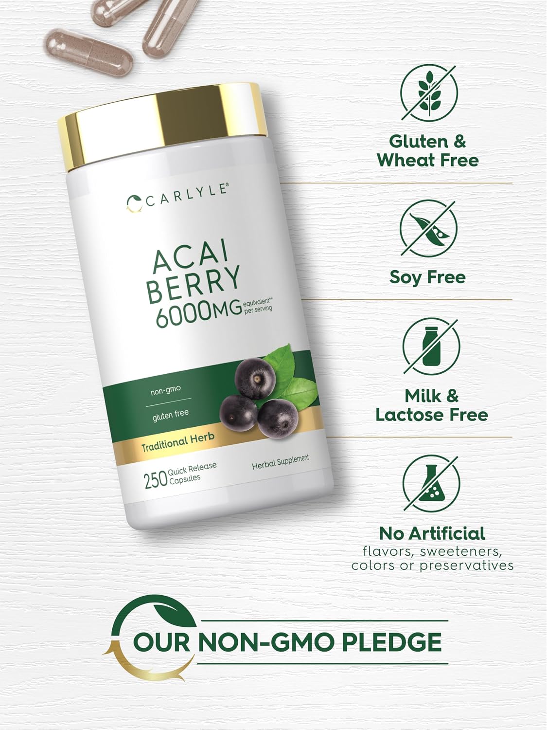 Carlyle Acai Berry Supplement | 250 Capsules | Traditional Herbal Extract | Non-GMO & Gluten-free - görsel 5