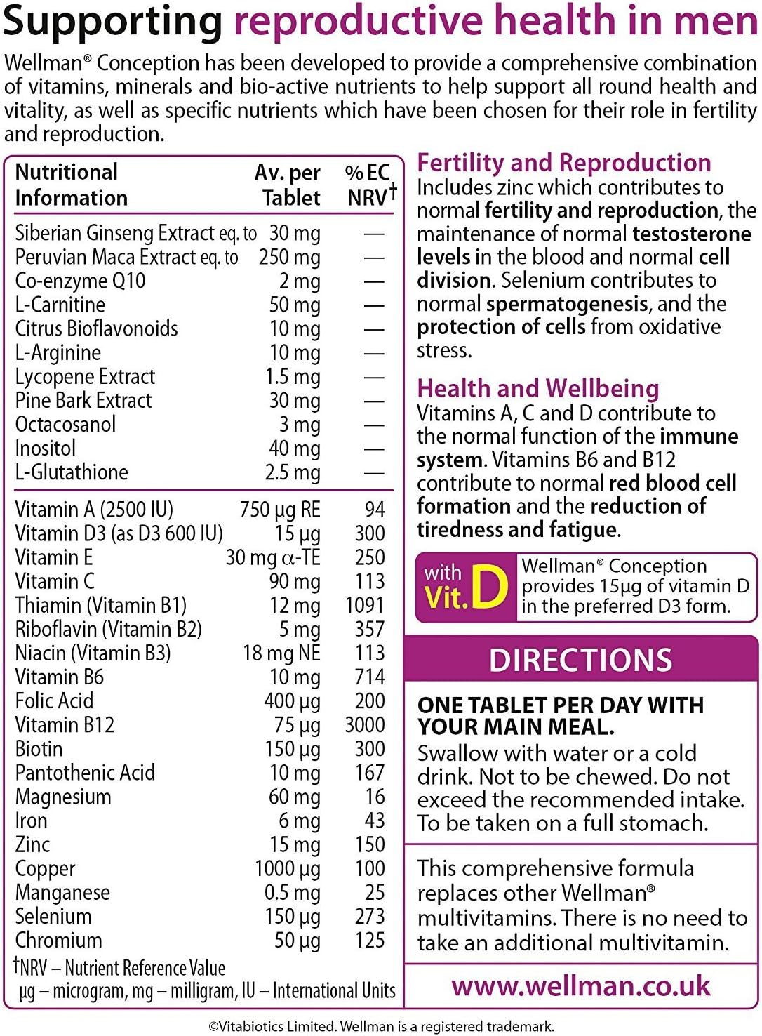 Vitabiotics Wellman Conception 30 Tablets - görsel 6
