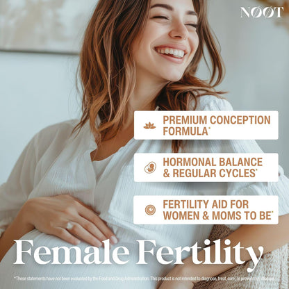 NOOT Conception & Female Fertility Support – Fertility Supplements for Hormonal Balance with Myo-Inositol, D-Chiro Inositol, Shatavari, Vitex & CoQ10, Vegan Formula for Women & Future Mum – 60 Capsules