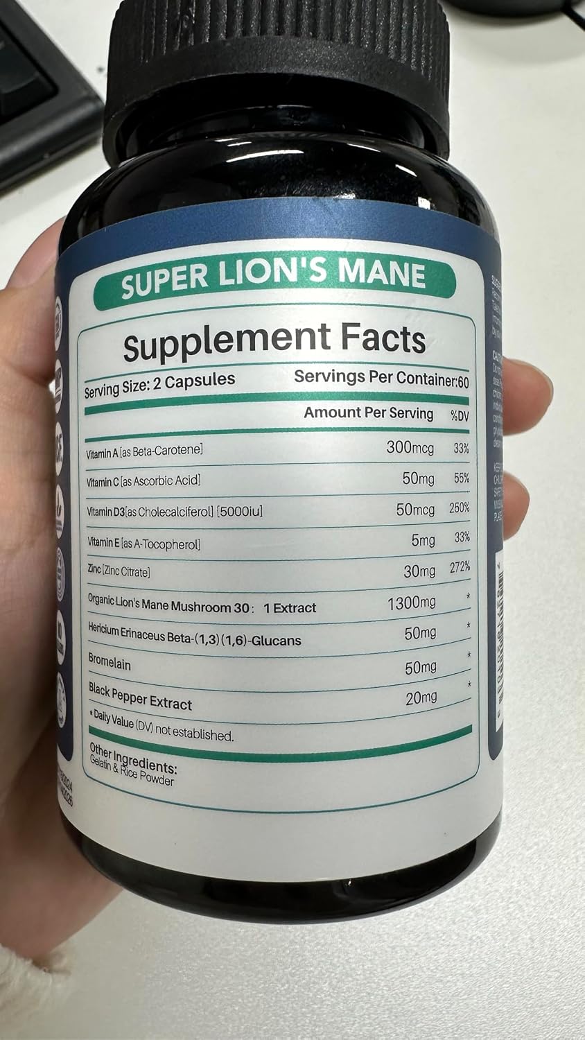 Lion's Mane Extract with Black Pepper – 120 Capsules - görsel 4
