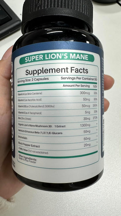 Lion's Mane Extract with Black Pepper – 120 Capsules