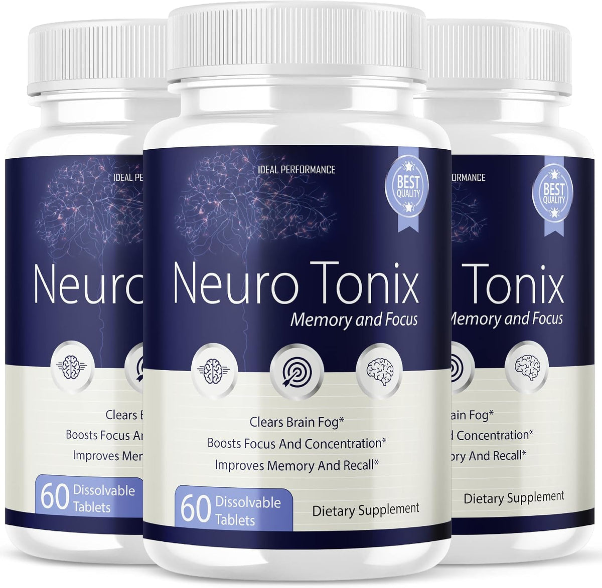 (3 Pack) Neurotonix Memory Supplement - Official Formula - Neuro Tonix Memory Tablets for Focus and Memory, Neruotonix Brain Supplement Pills, Neuro Tonix Advanced Formula Maximum (180 Capsules) - görsel 1