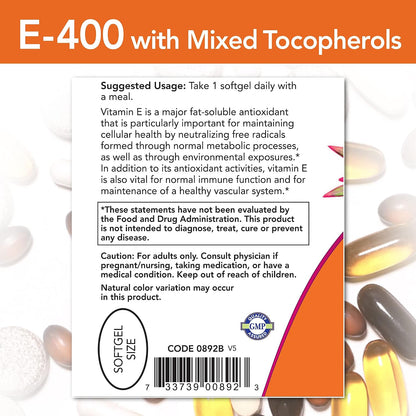 NOW Foods E-400 Softgels with Mixed Tocopherols