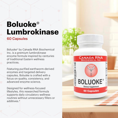 Boluoke Lumbrokinase Enzyme Supplement – Traditionally Inspired Circulatory Wellness Formula – Targeted Delivery Capsules – 60 Capsules