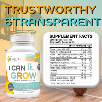 I Can Grow (2 Pack) - for Children 10+ and Teens | Enhances Natural Development | Strength Bone, Muscle & Joints | Immunity & Overall Health | Transparent Ingredients | Made in the USA