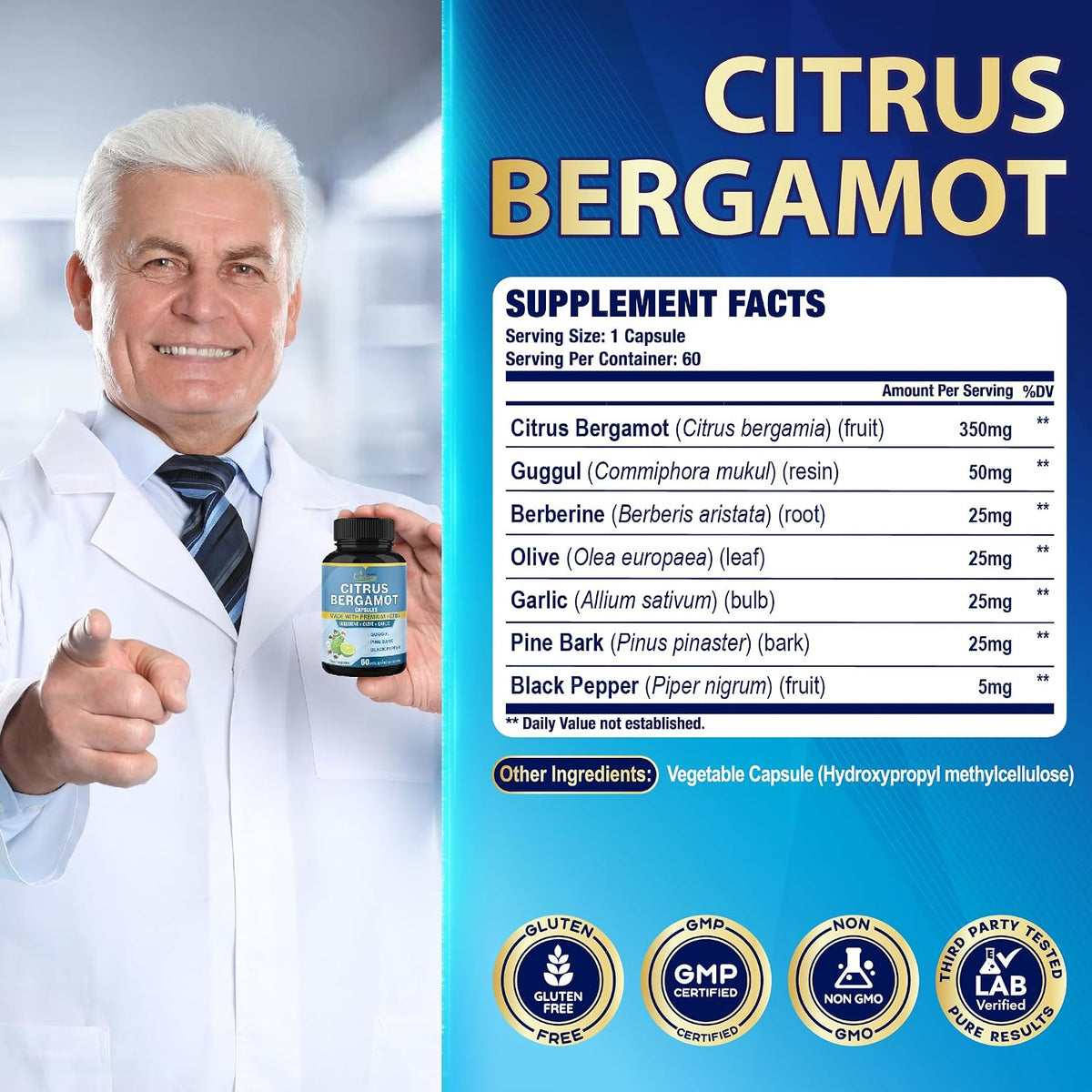 Cadane Citrus Bergamot Extract Capsules with Berberine and Herbal Blend – 2 Pack (120 Capsules, 4 Month Supply) - görsel 3