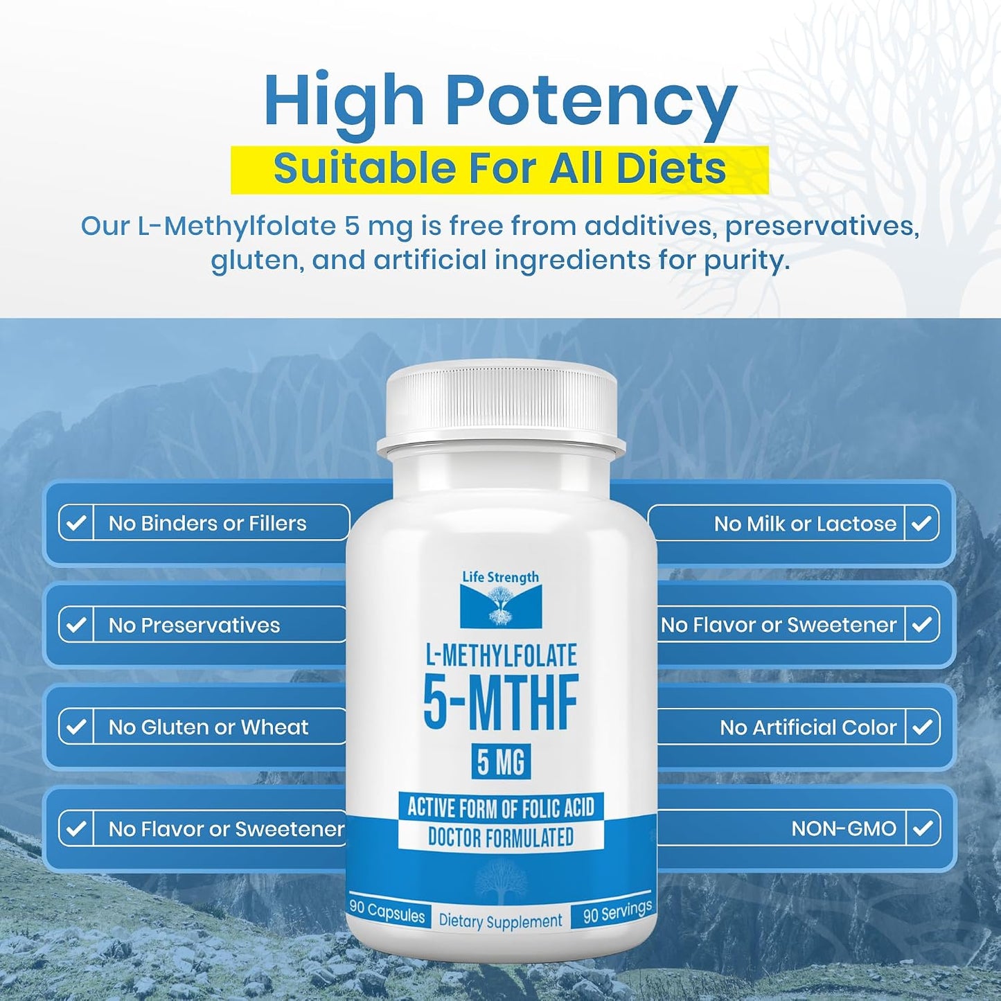 LifeStrength L-Methylfolate 5mg - 90 Capsules (3 Month Supply) - görsel 5