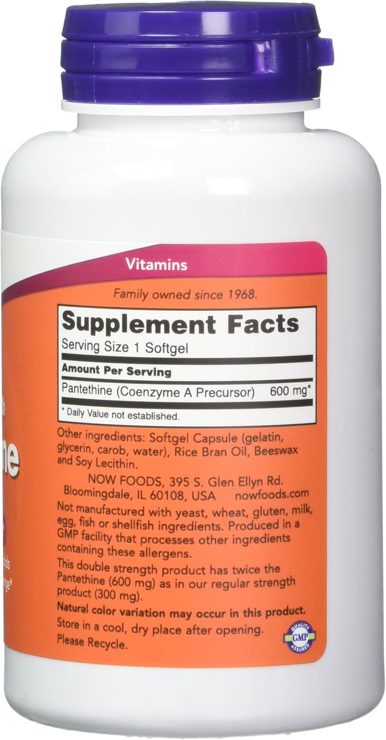 NOW Foods Pantethine, 600 mg 60 Softgels (Pack of 2) - görsel 3