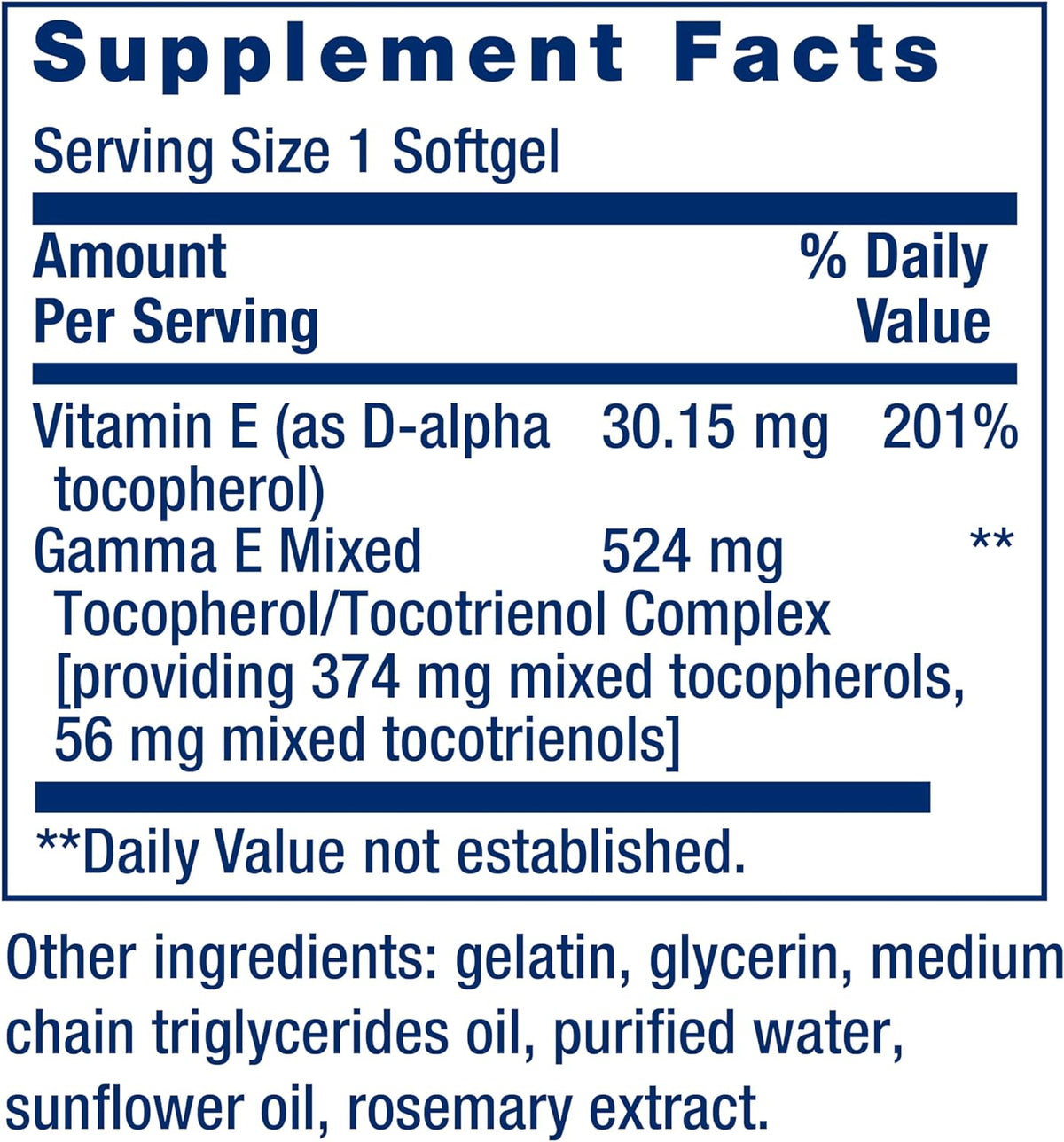 Life Extension Gamma E Mixed Tocopherols & Tocotrienols – Complete Vitamin E Spectrum, Antioxidant Protection – Non-GM, Gluten-Free – 60 Softgels - görsel 3