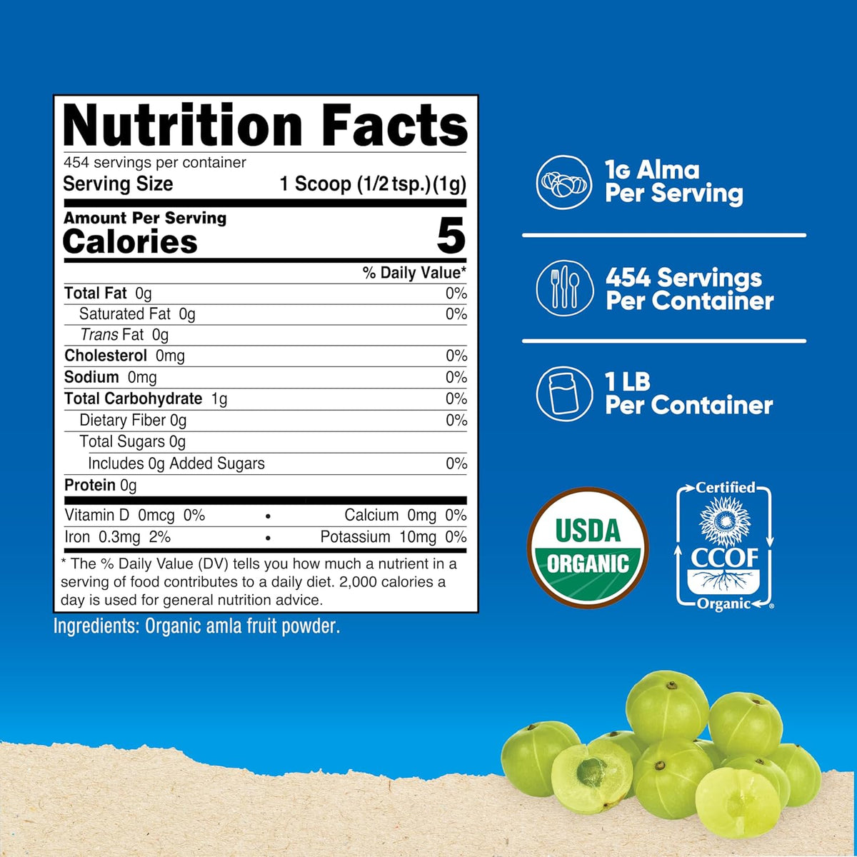 Nutricost Organic Amla Powder 454 g (1 lb) Unflavoured - 1 g per Serving, Vegan, GM-Free - görsel 2