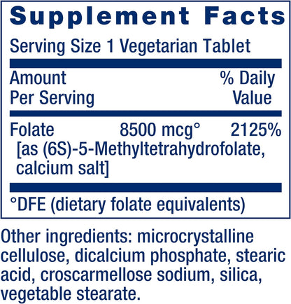 Life Extension High Potency Optimised Folate – L-Methylfolate – 8500 mcg DFE – 30 Tablets